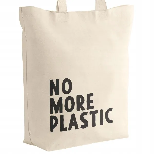 Torba bawełniana z dnem materiałowa na zakupy EKO Ekologia NO MORE PLASTIC