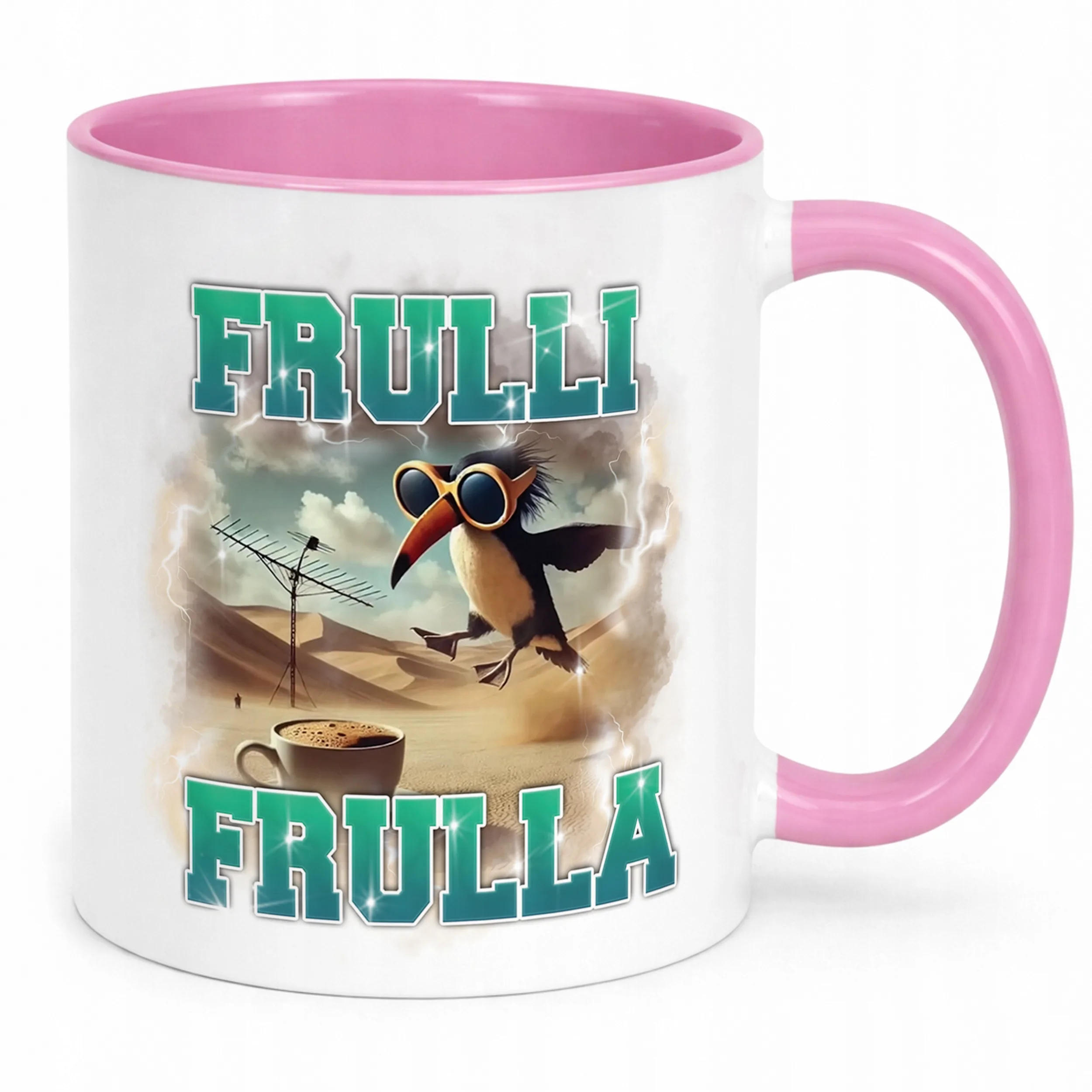 Kubek Różowy BRAINROT Frulli Frulla Memy Zabawny TikTok Viral