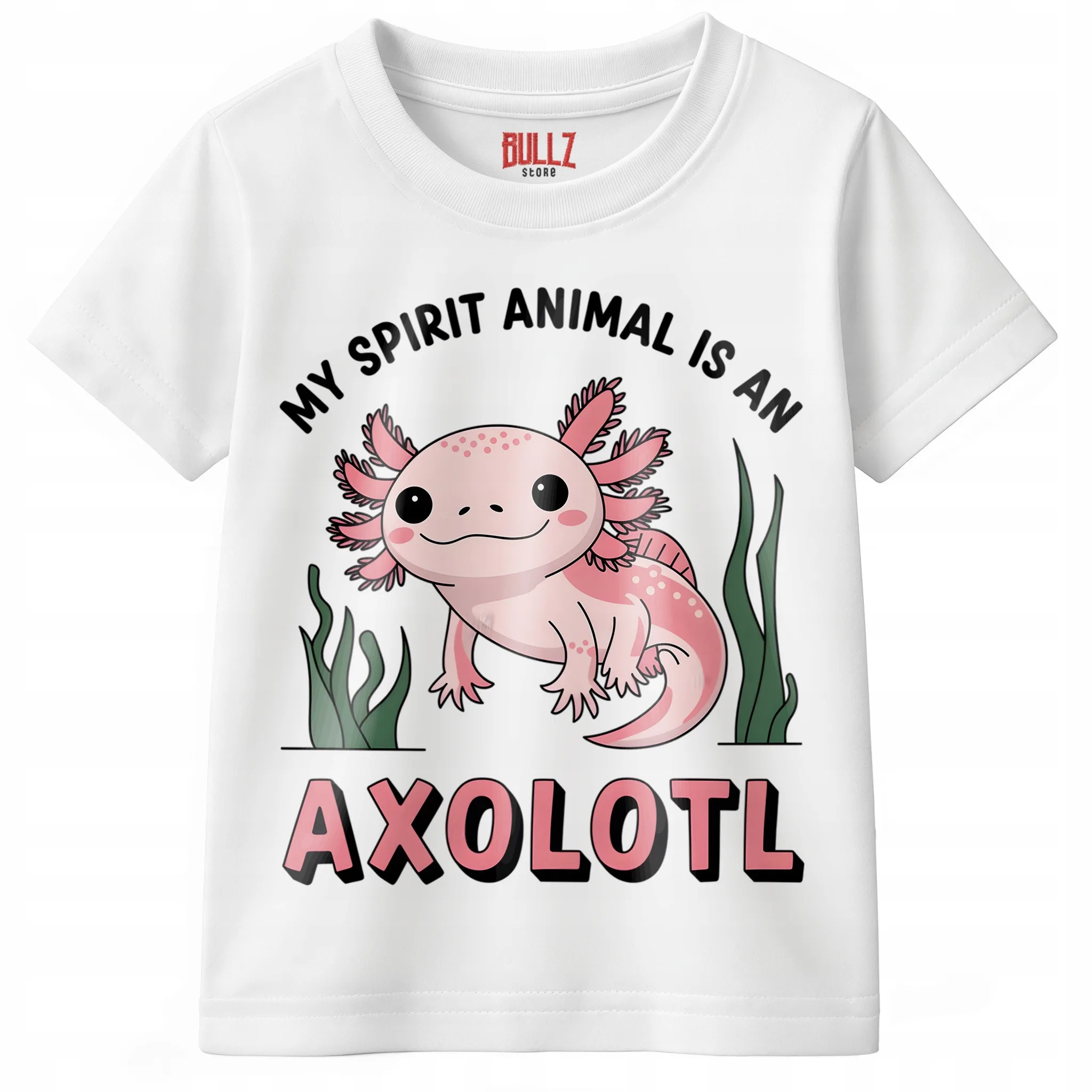 Koszulka dziecięca biała Aksolotl Axolotl Różowy Uśmiech HIT