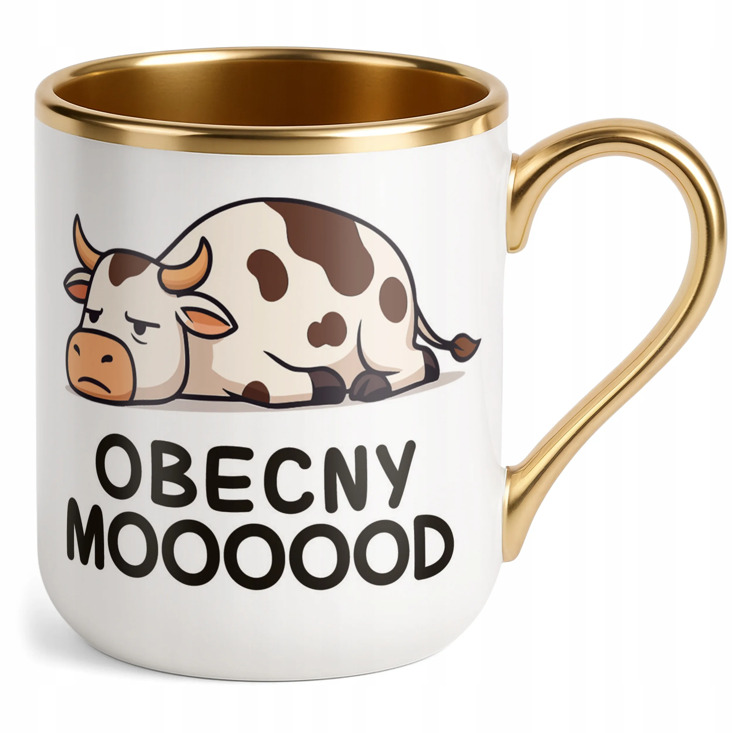 Kubek Premium Złoty Obecny Mooood Śmieszny Zabawny Prezent