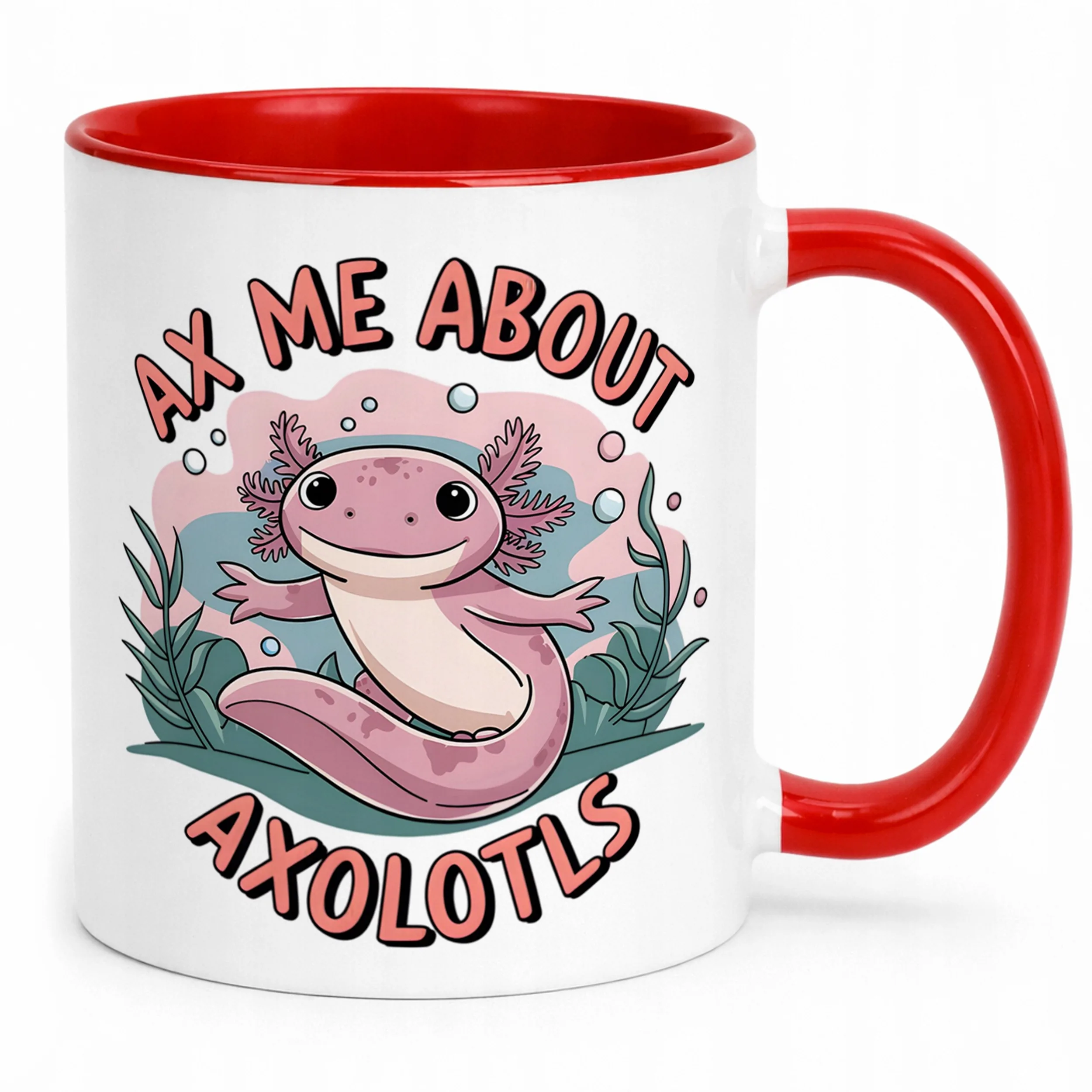 Czerwony kubek dziecięcy 330ml Aksolotl Axolotl Różowy Zwierzak