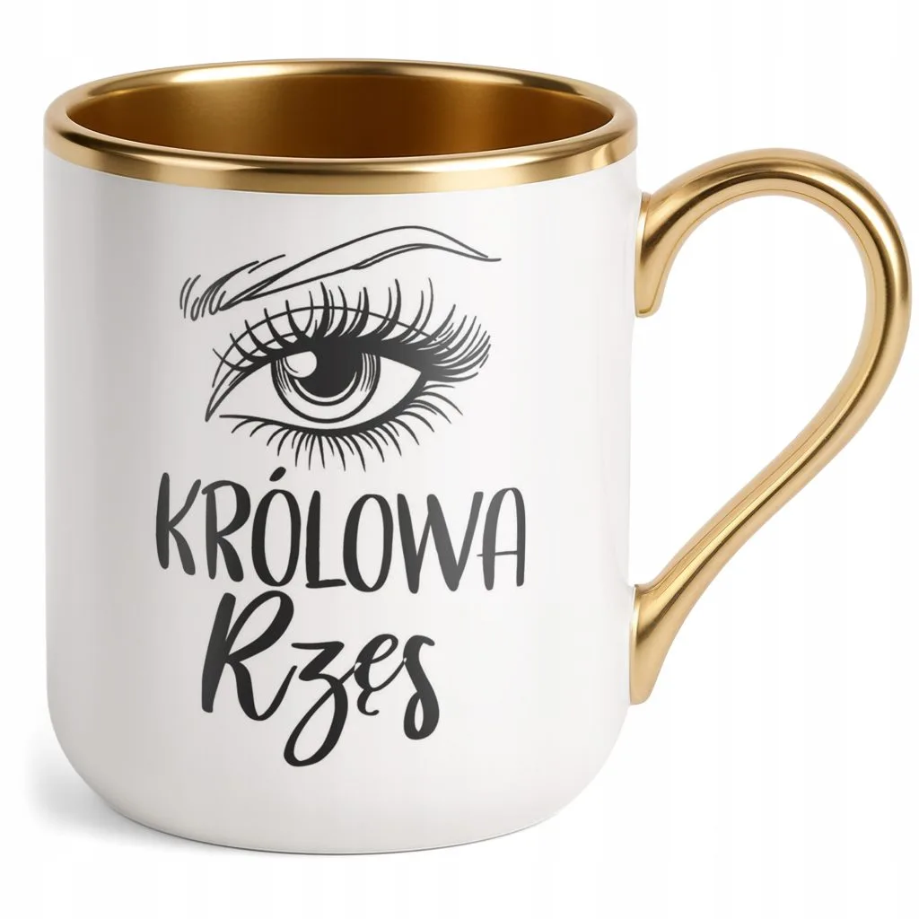 Kubek Premium Złoty Królowa Rzęs Dla Stylistki Rzęs Prezent