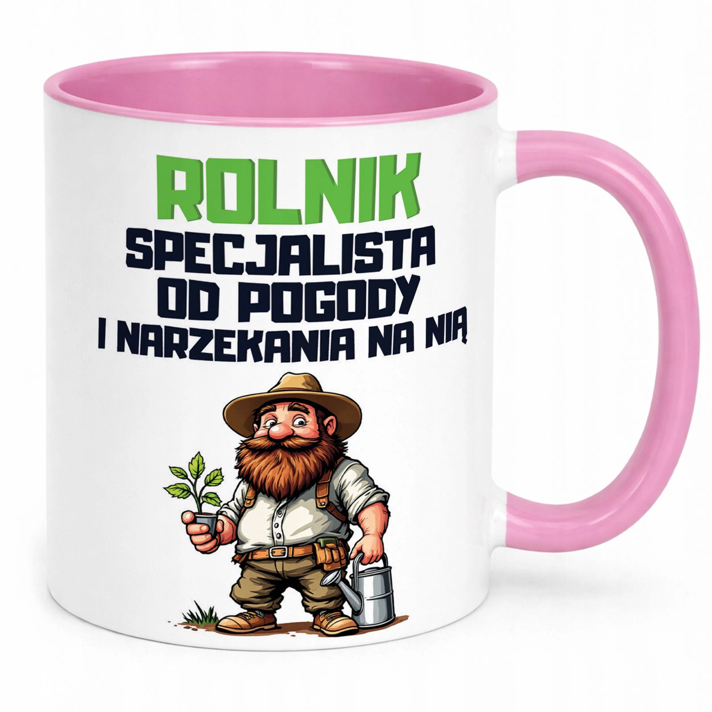 Kubek Różowy Rolnik Dla Rolnika Traktor Zabawny Prezent Upominek
