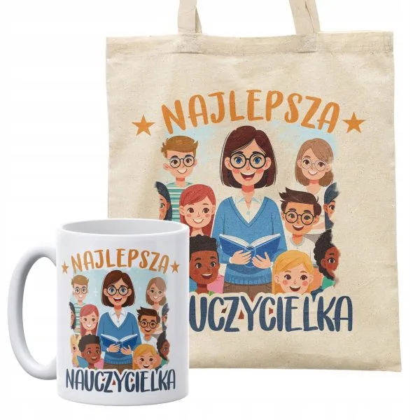 Zestaw kubek + torba Najlepsza Nauczycielka Dzień Nauczyciela Prezent
