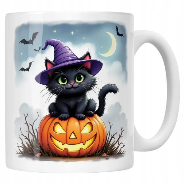 Kubek ceramiczny Halloween Kot Dynia Jesień Prezent Upominek