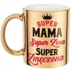Złoty Kubek ceramiczny Dzień Matki Dla Mamy Super Mama Żona