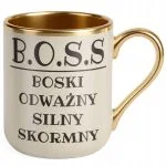 Kubek Premium Złoty Ecru B.O.S.S Dla Mężczyzny Śmieszny Zabawny Prezent