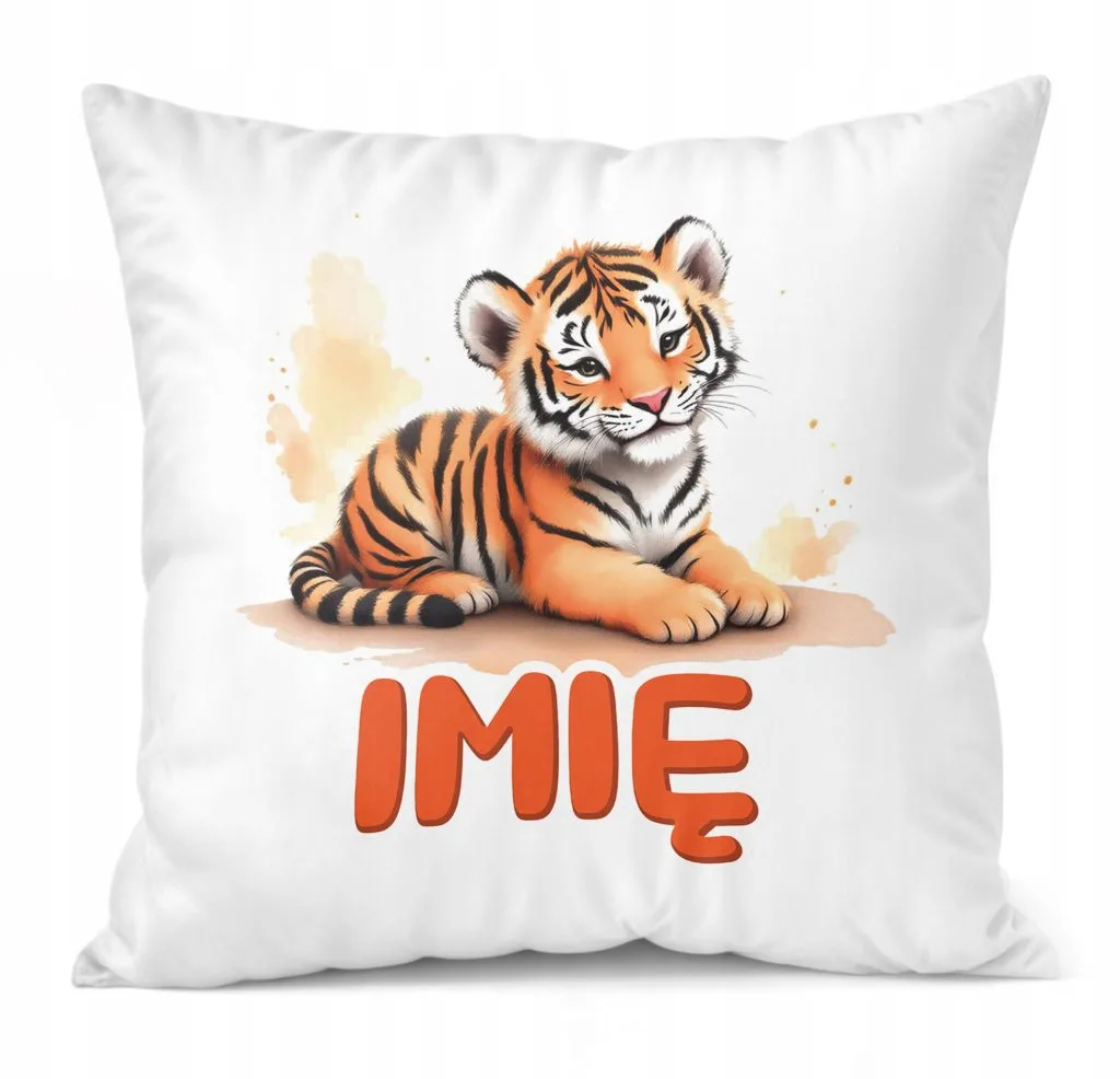 Poduszka 38x38cm Personalizowana Tygrys Zwierzak Słodki Dla Dzieci