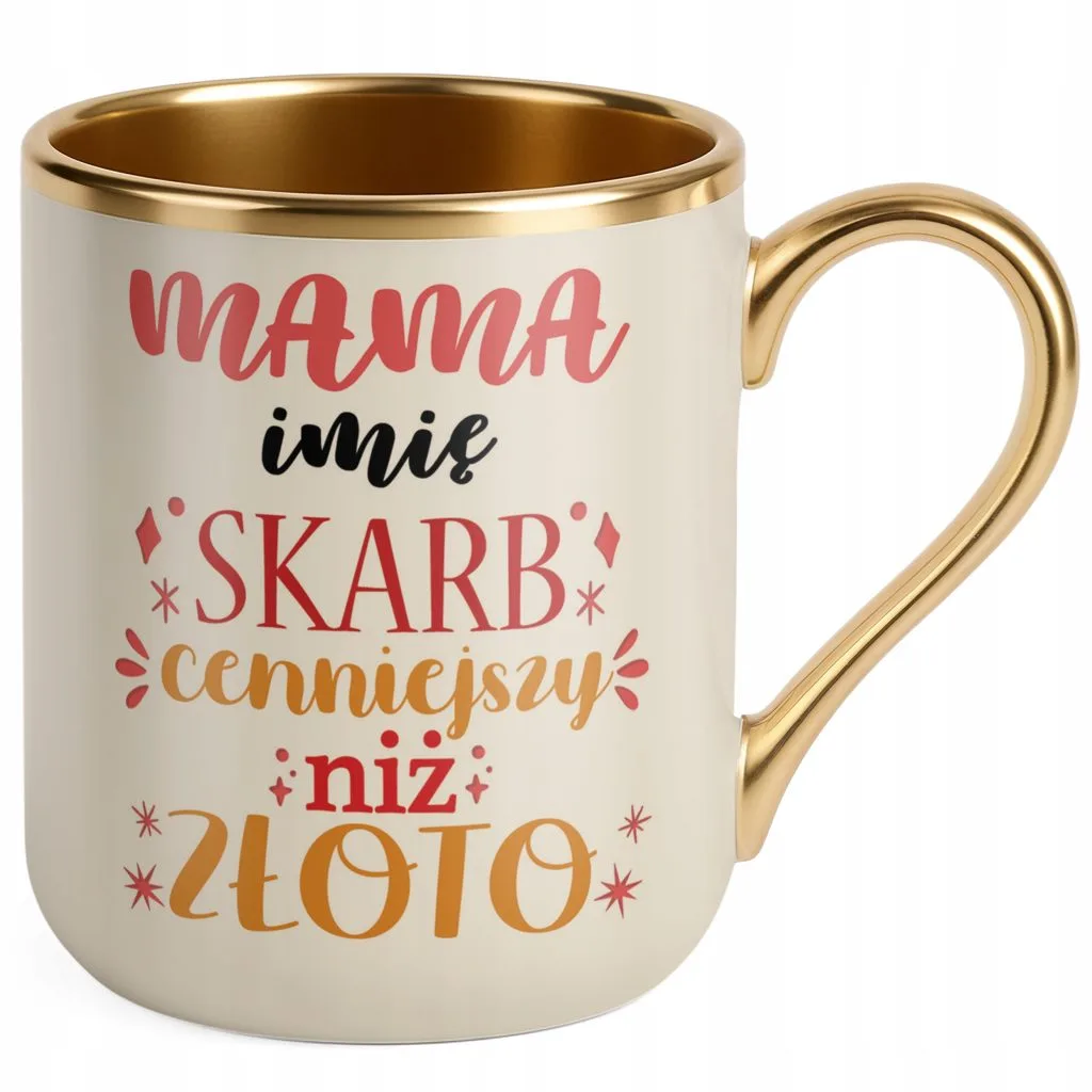 Kubek Premium Złoty Ecru Personalizowany Dzień Matki Dla Mamy