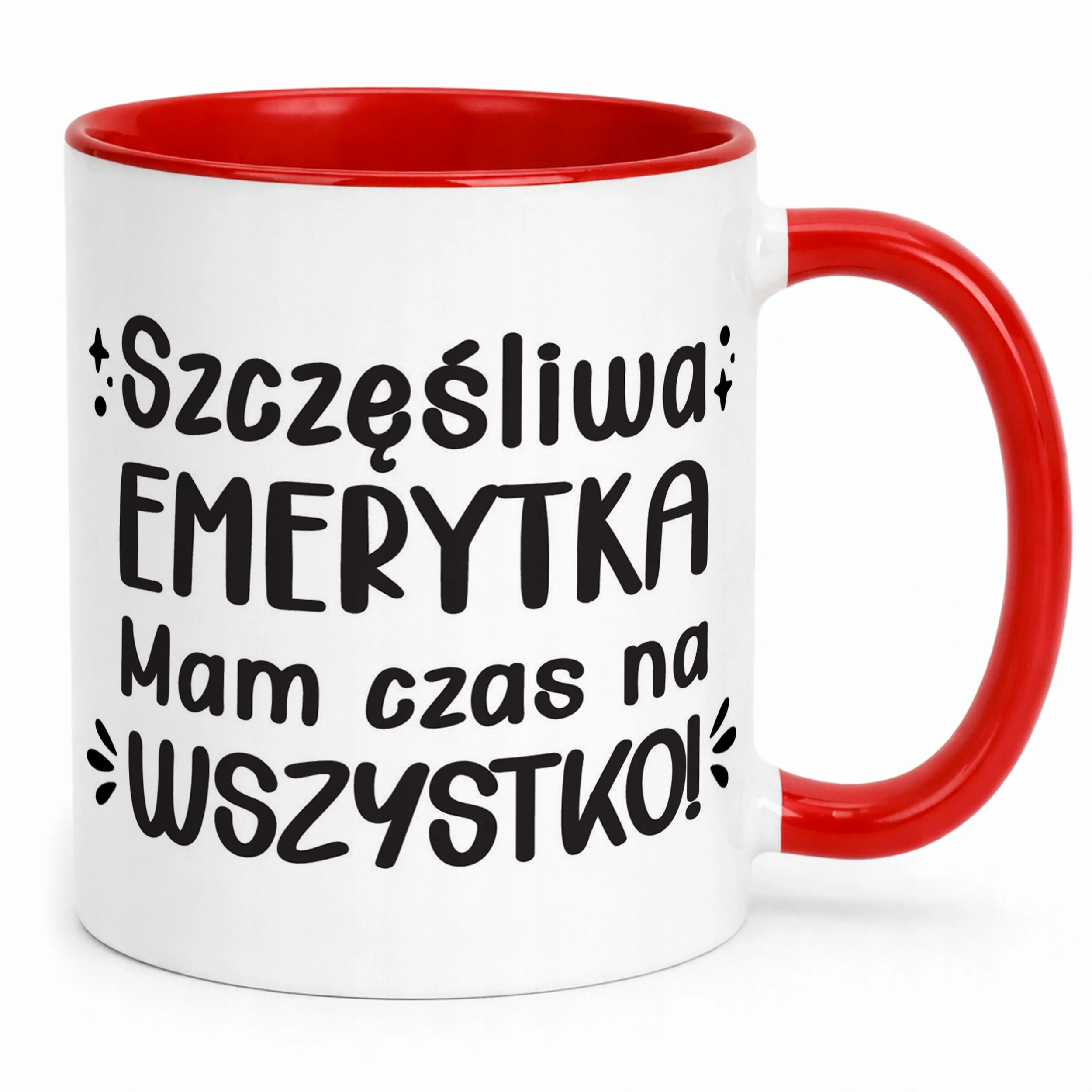 Kubek Czerwony z okazji Emerytury Dla Emerytki Prezent Upominek