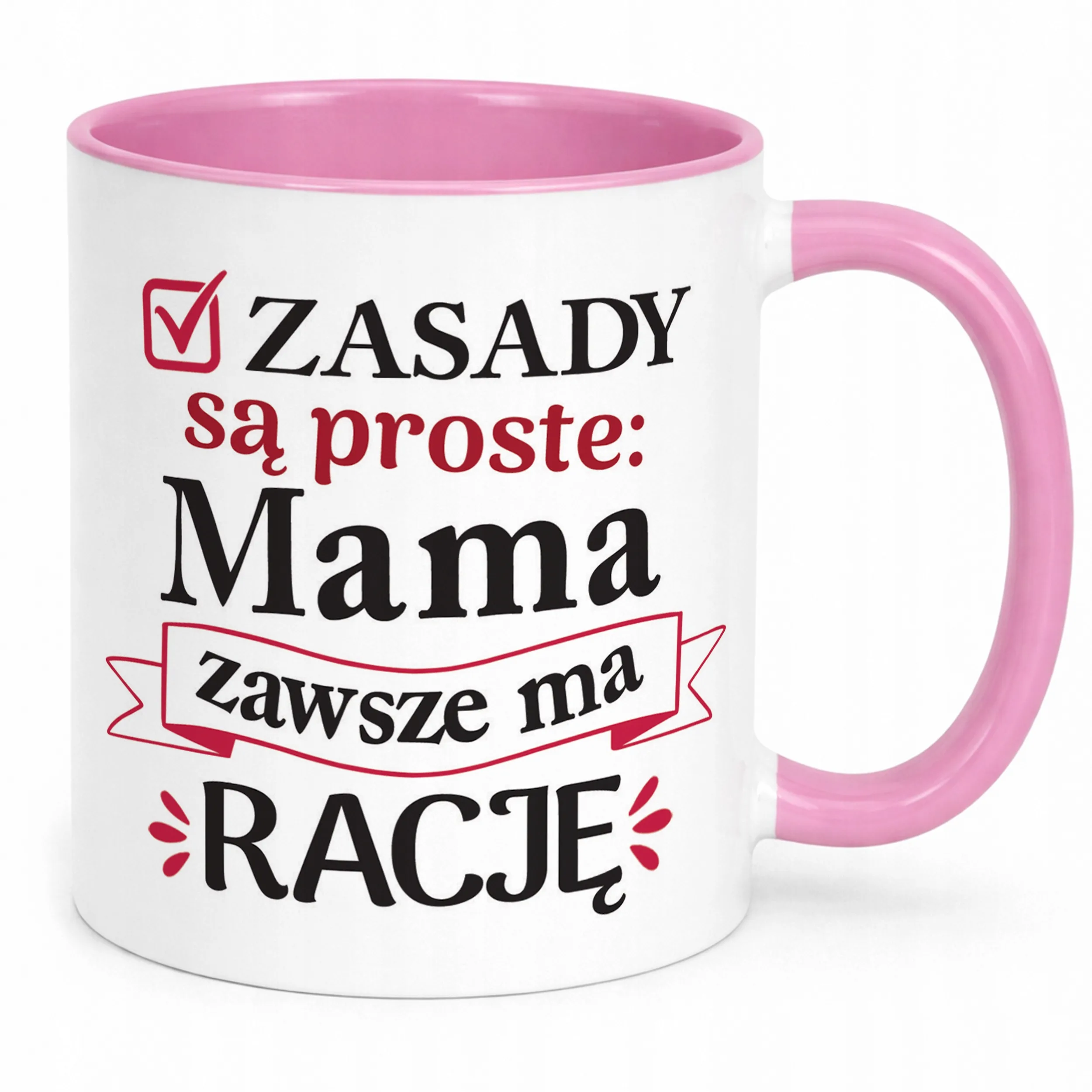 Kubek Różowy Dzień Matki Dla Mamy Prezent Zasady Są Proste