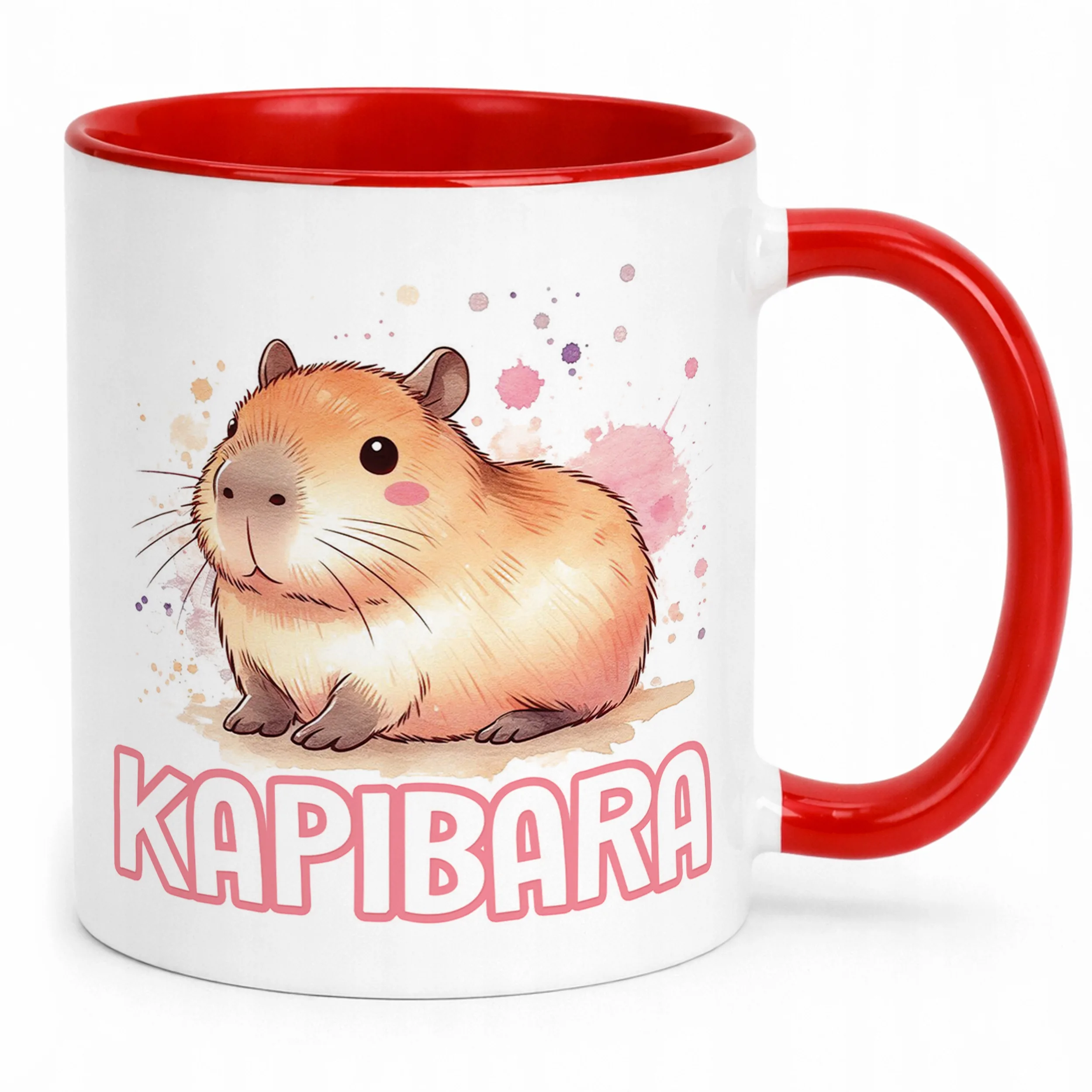 Kubek Czerwony Kapibara Capybara Zwierzak Słodki Dla Dzieci Prezent