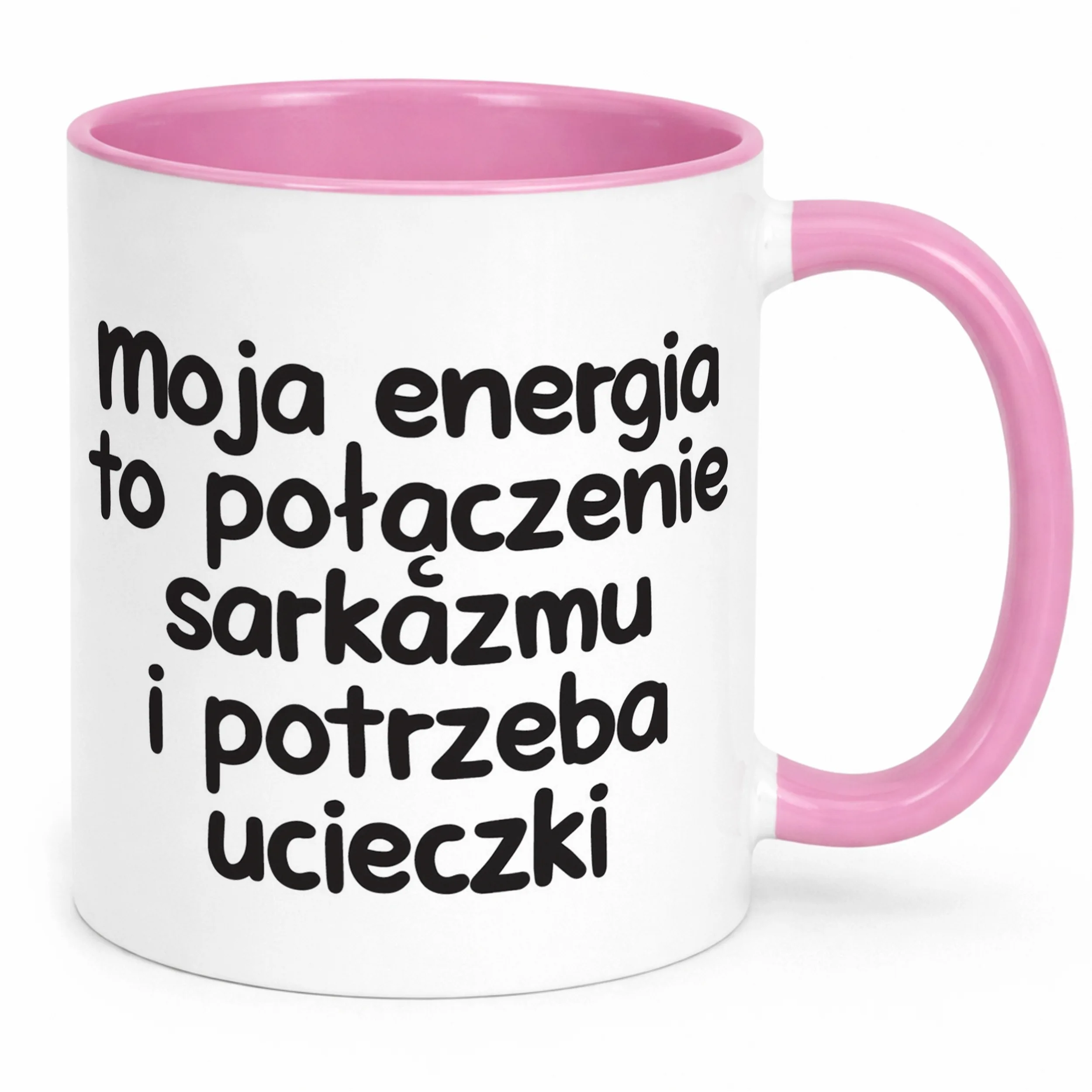 Kubek Różowy Moja Energia To Połączenie Śmieszny Zabawny Prezent