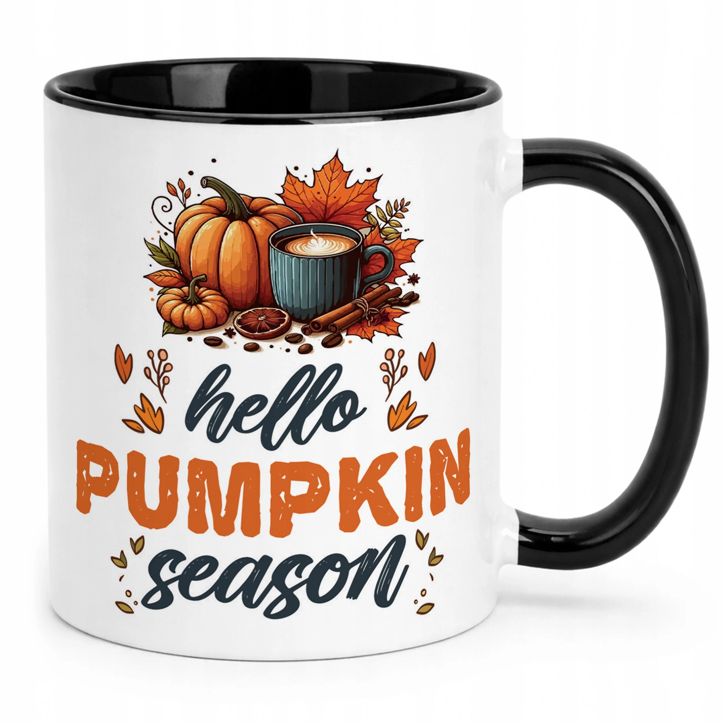 Kubek Czarny Jesienny Jesień Hello Pumpkin Dynia Prezent