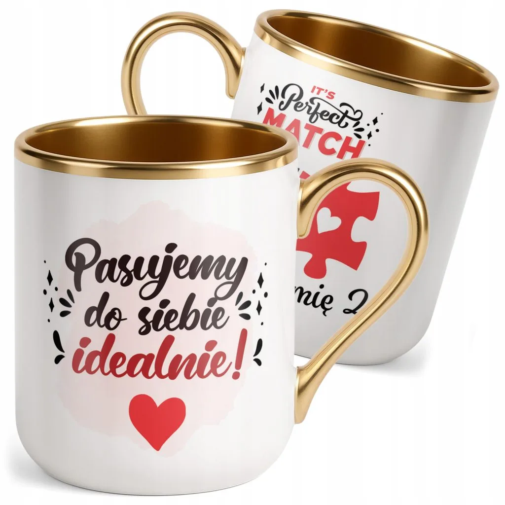 Kubek Premium Złoty Personalizowany Na Walentynki Kocham Cię Prezent