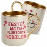 Kubek Premium Złoty Ecru Na Walentynki Kocham Cię Prezent Upominek