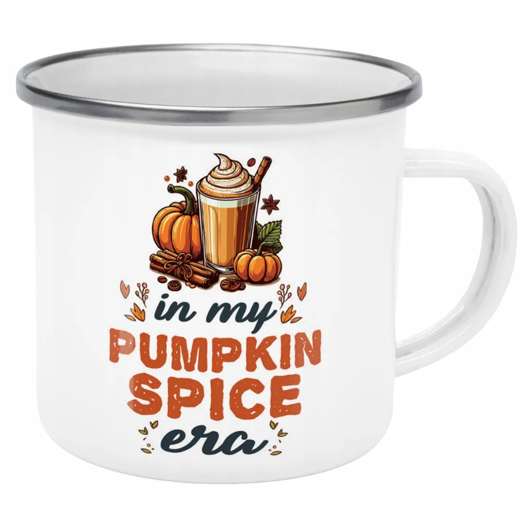 Emaliowany Kubek Garnuszek Jesienny Jesień Hello Pumpkin Dynia Prezent