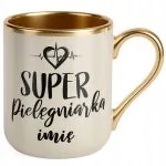 Kubek Premium Złoty Ecru Personalizowany Super Pielęgniarka