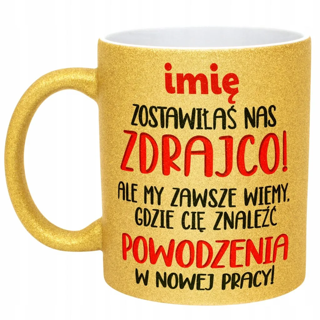Złoty kubek brokatowy personalizowany Pożegnanie Odejście Z Pracy Prezent