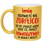 Złoty kubek brokatowy personalizowany Pożegnanie Odejście Z Pracy Prezent