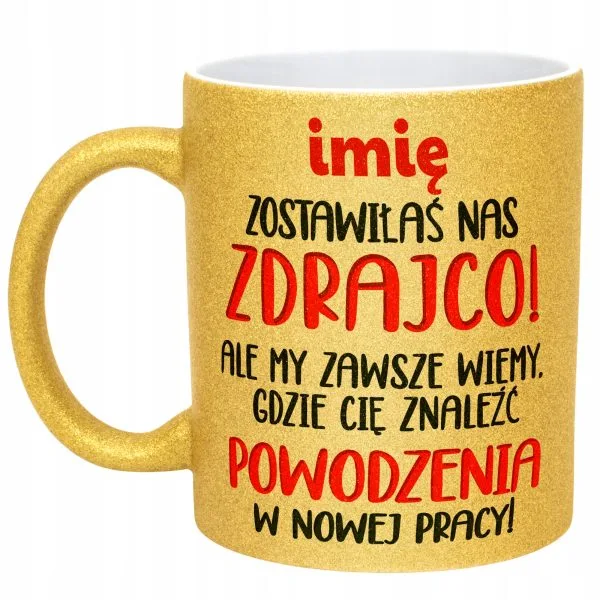 Złoty kubek brokatowy personalizowany Pożegnanie Odejście Z Pracy Prezent