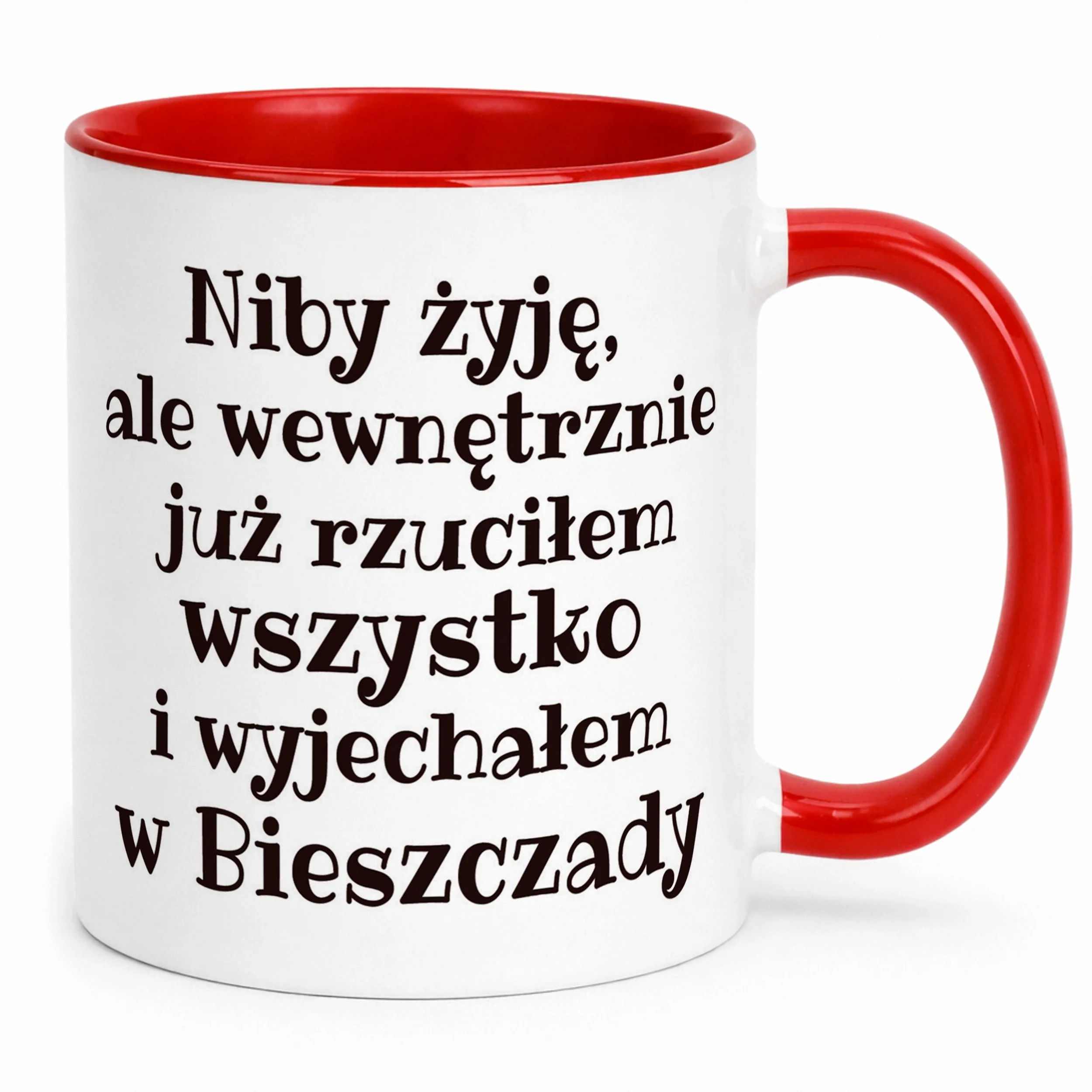 Kubek ceramiczny Niby Żyje Ale Wewnętrznie Śmieszny Zabawny Prezent