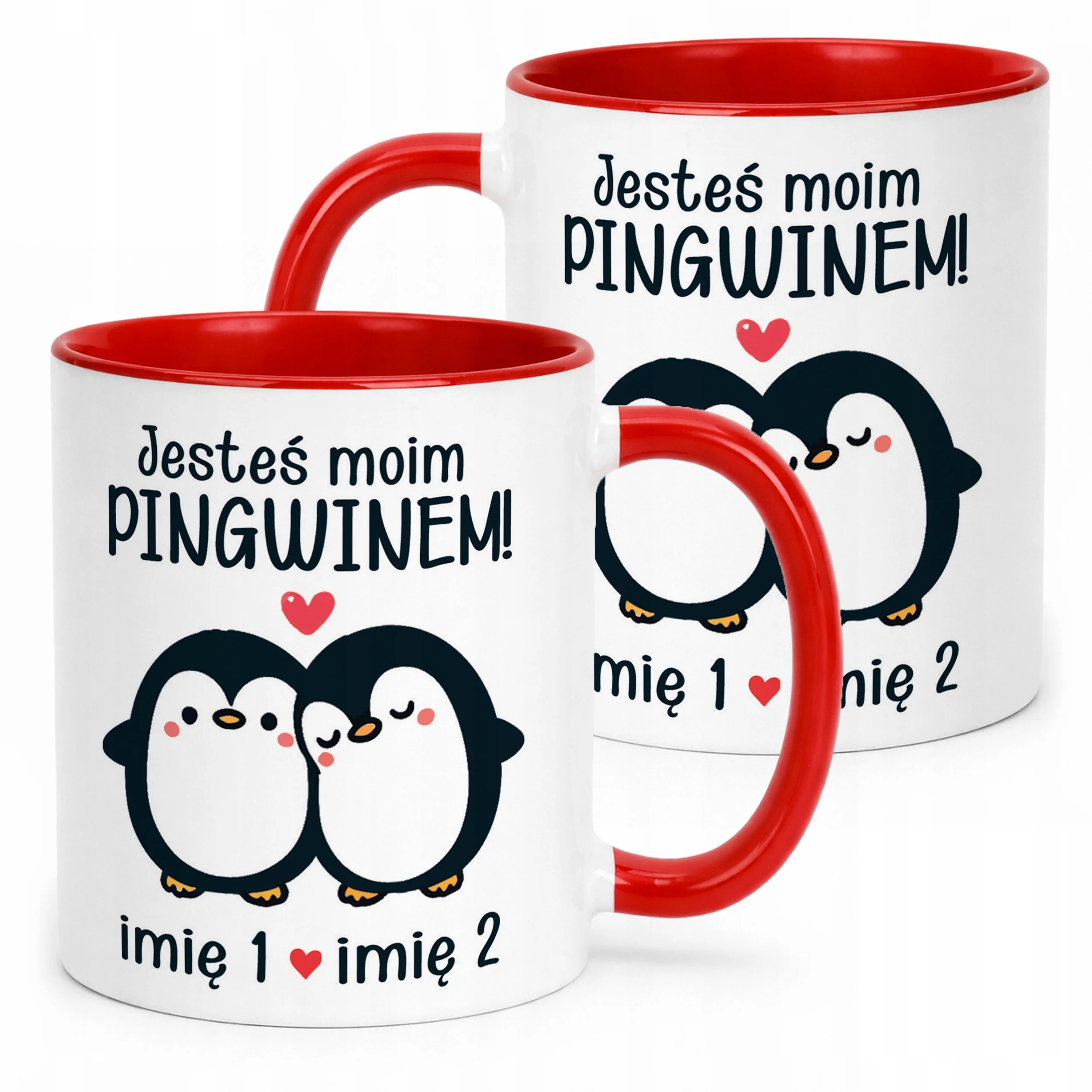 Kubek Czerwony Personalizowany Serce Walentynki Prezent Upominek
