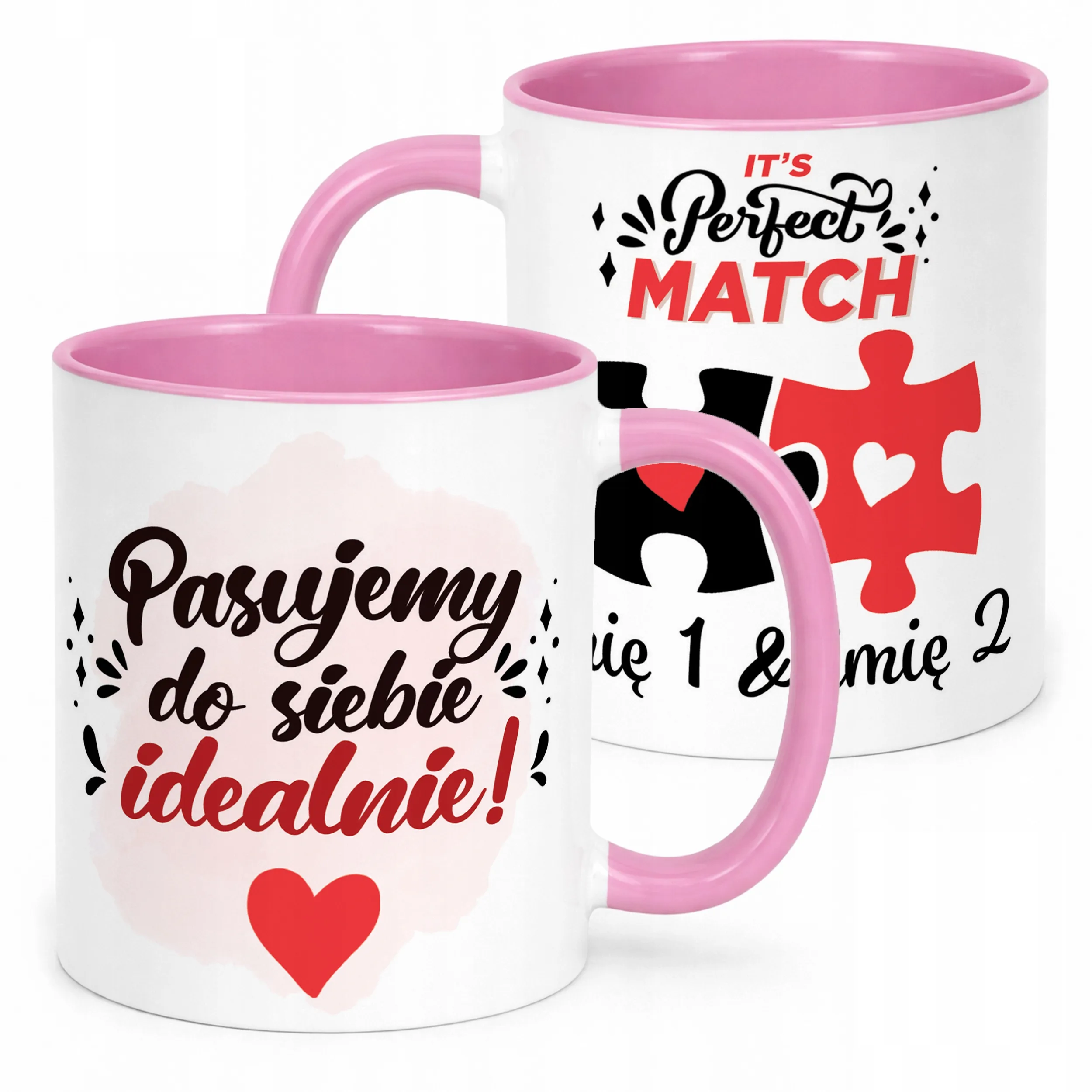 Kubek Różowy Personalizowany Serce Walentynki Prezent Upominek