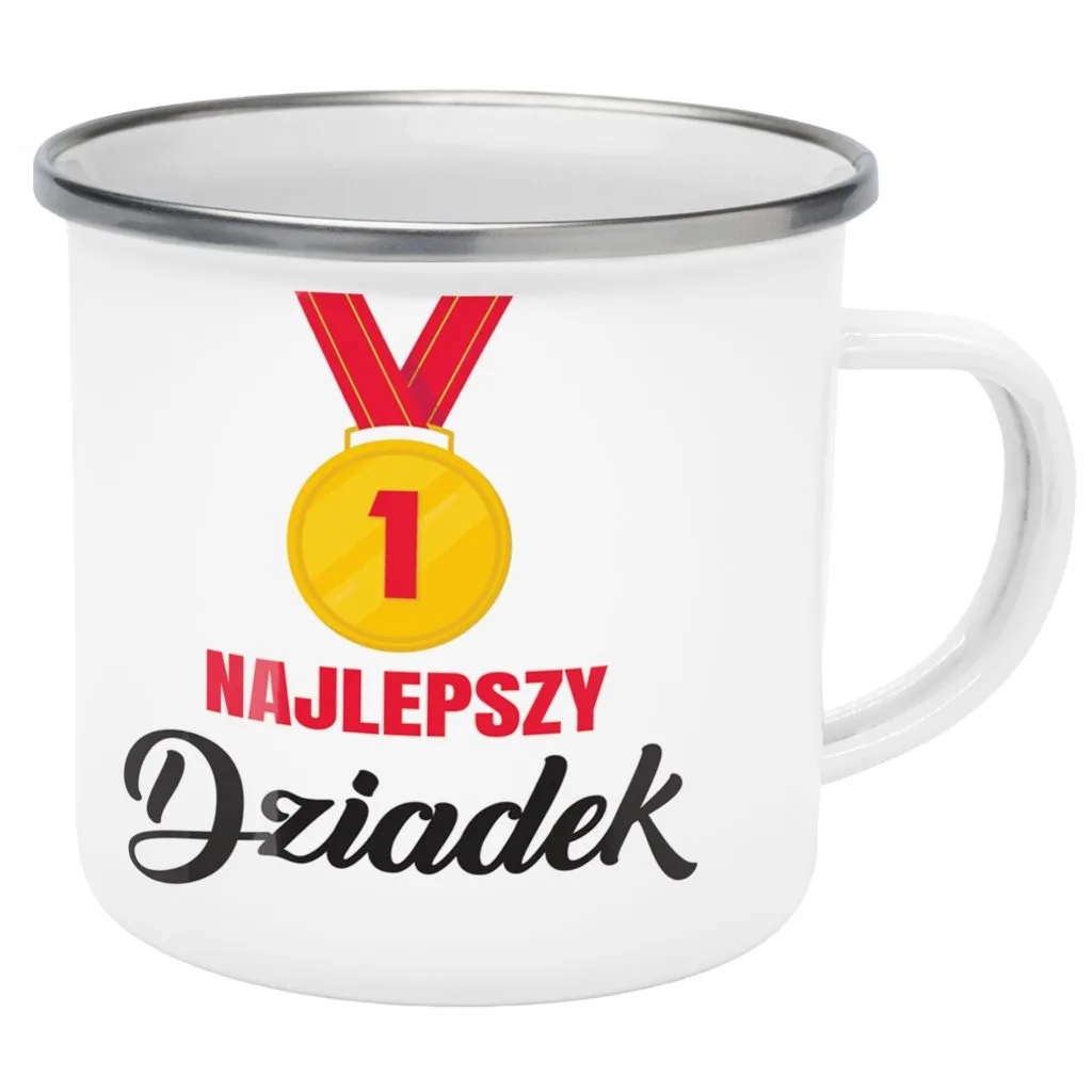 Emaliowany Kubek Garnuszek 300 ml Dzień Dziadka Prezent Najlepszy Dziadek