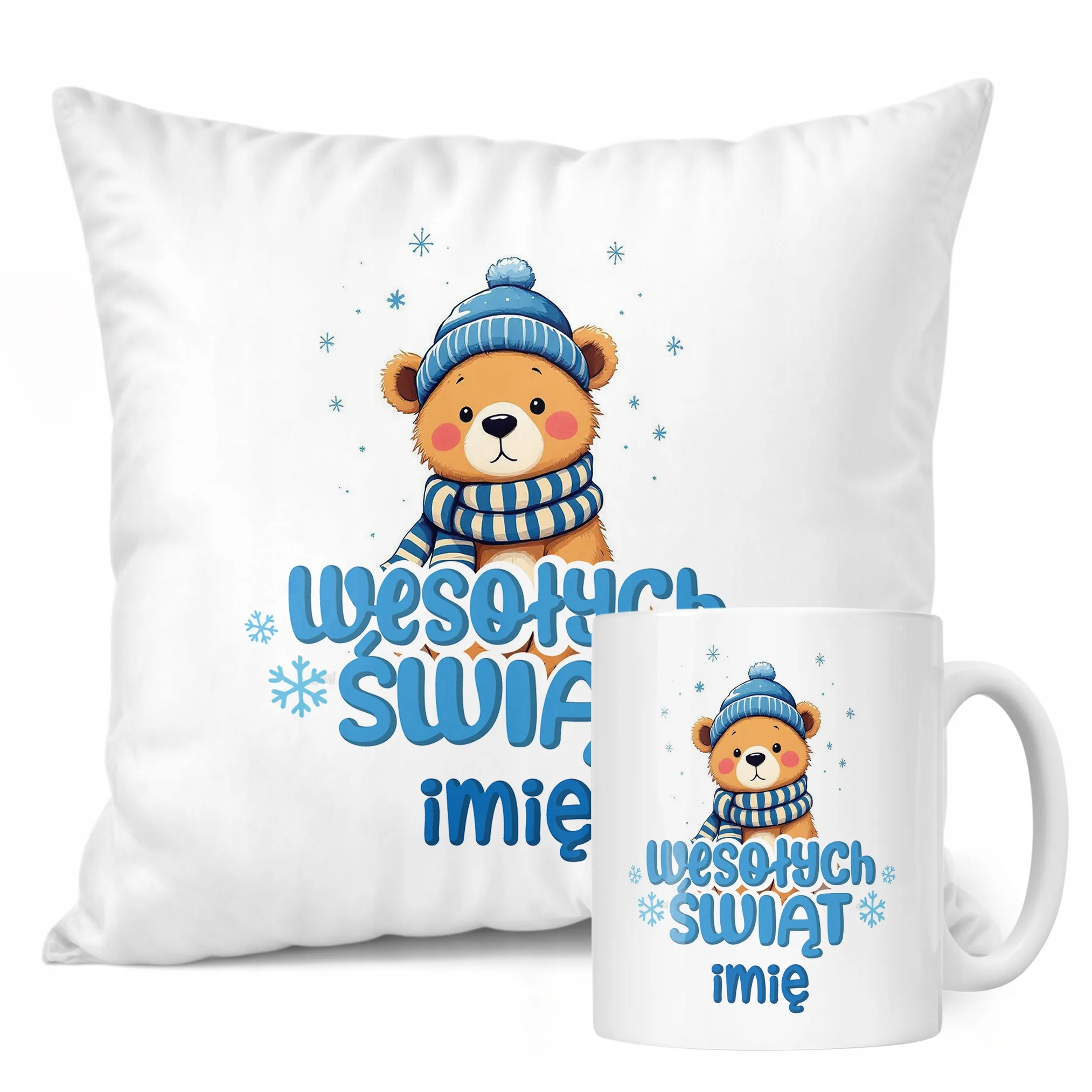 Zestaw Świąteczny Personalizowany Kubek + Poduszka Boże Narodzenie