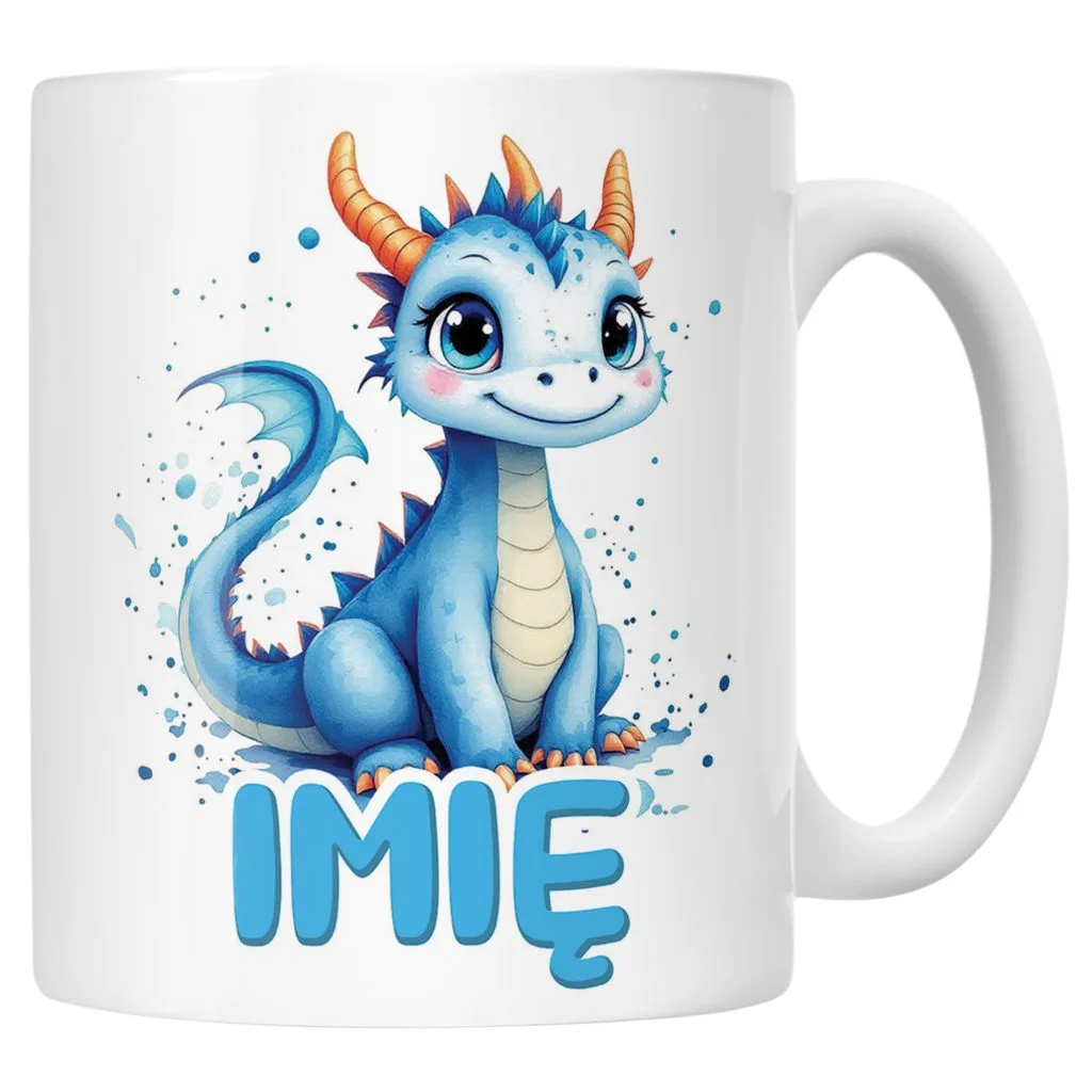 Kubek ceramiczny personalizowany Smok Zwierzak Słodki Dla Dzieci