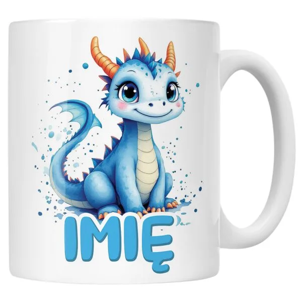 Kubek ceramiczny personalizowany Smok Zwierzak Słodki Dla Dzieci
