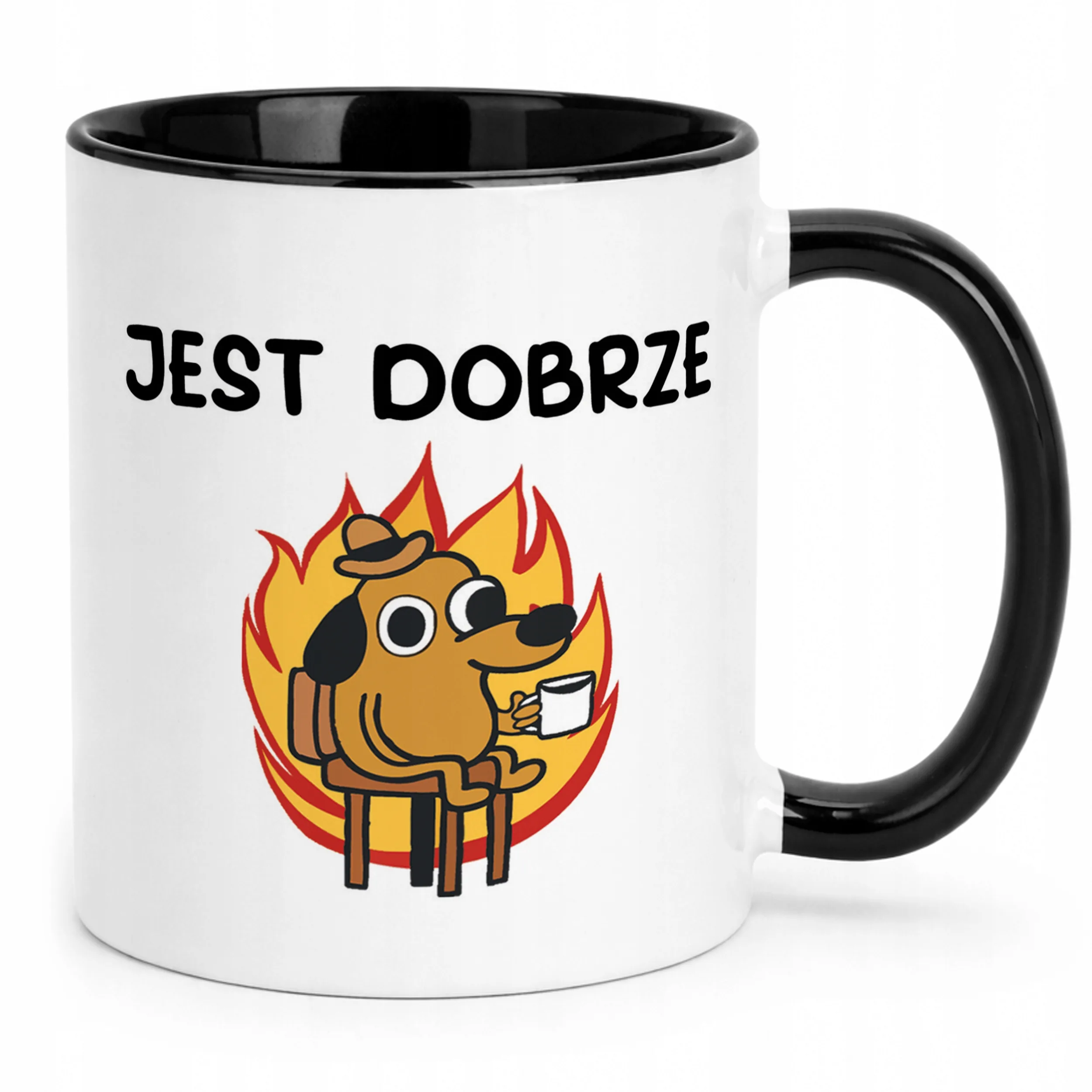 Kubek Czarny Jest Dobrze Śmieszny Zabawny Prezent