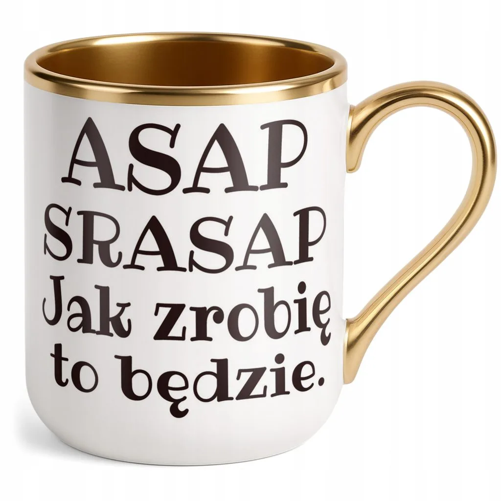 Kubek Premium Złoty ASAP SRASAP Śmieszny Zabawny Prezent