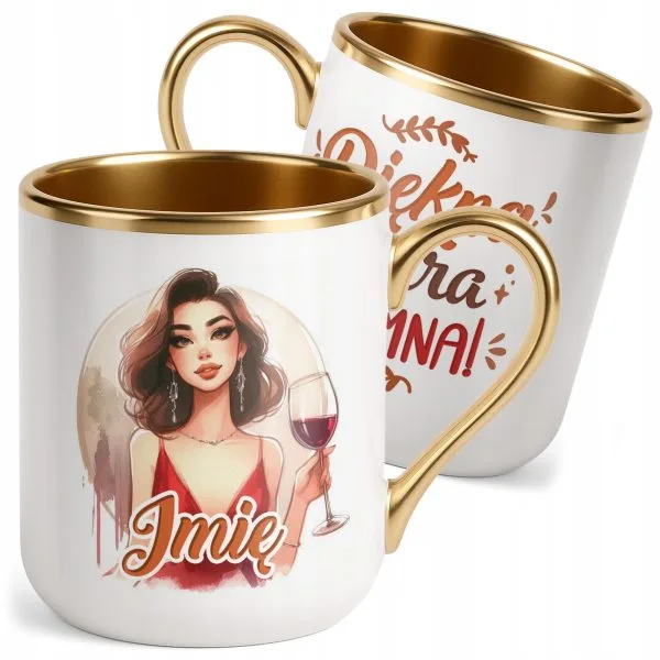 Kubek Premium Złoty Personalizowany Dzień Kobiet Zabawny Prezent Upominek