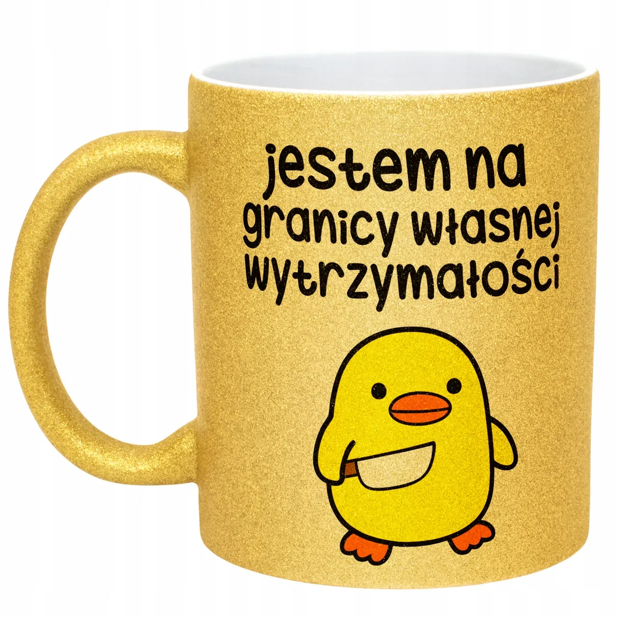 Złoty Kubek Brokatowy Jestem Na Granicy Zabawny Prezent