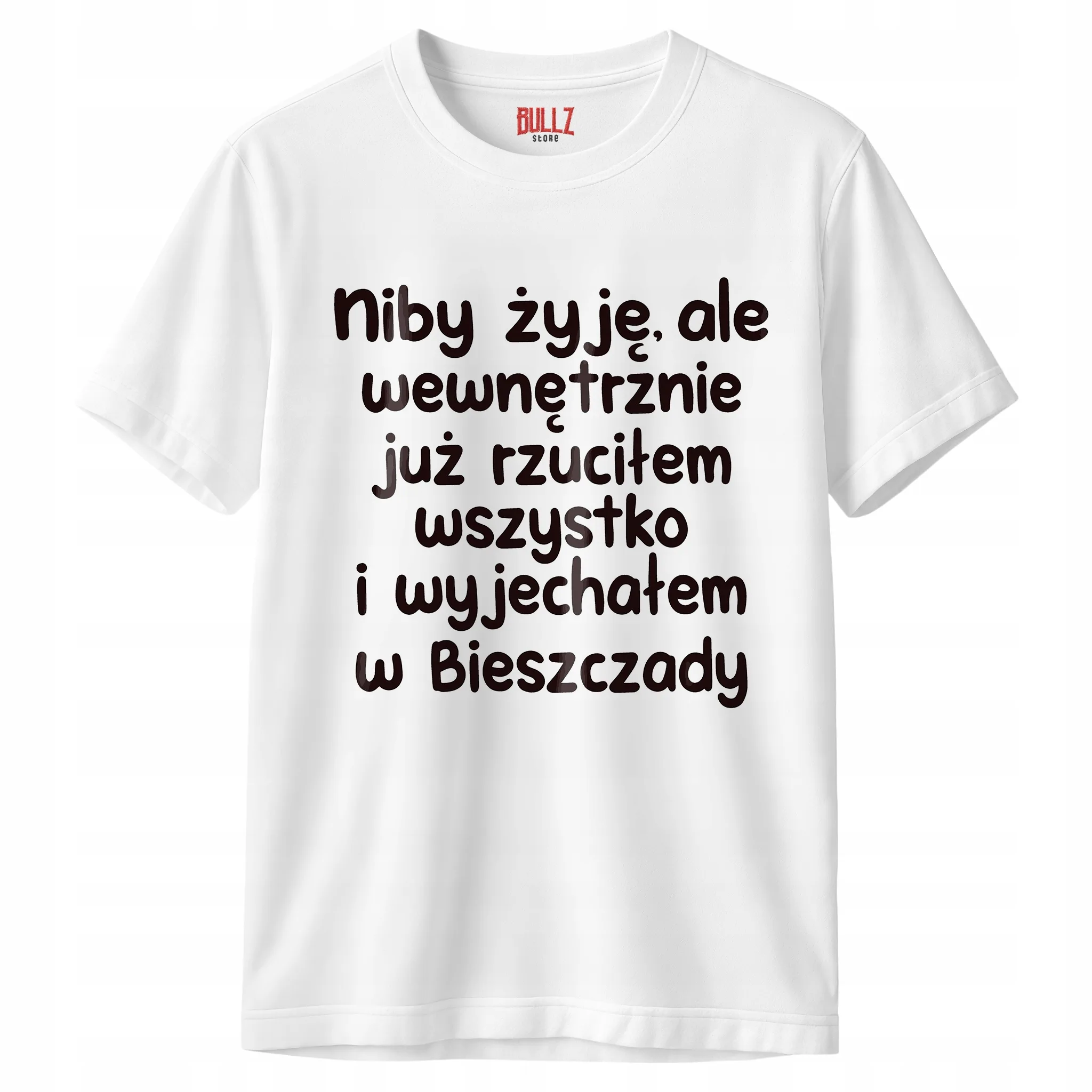 Koszulka biała męska Niby Żyję Ale Wewnętrznie Zabawny Prezent r. 3XL