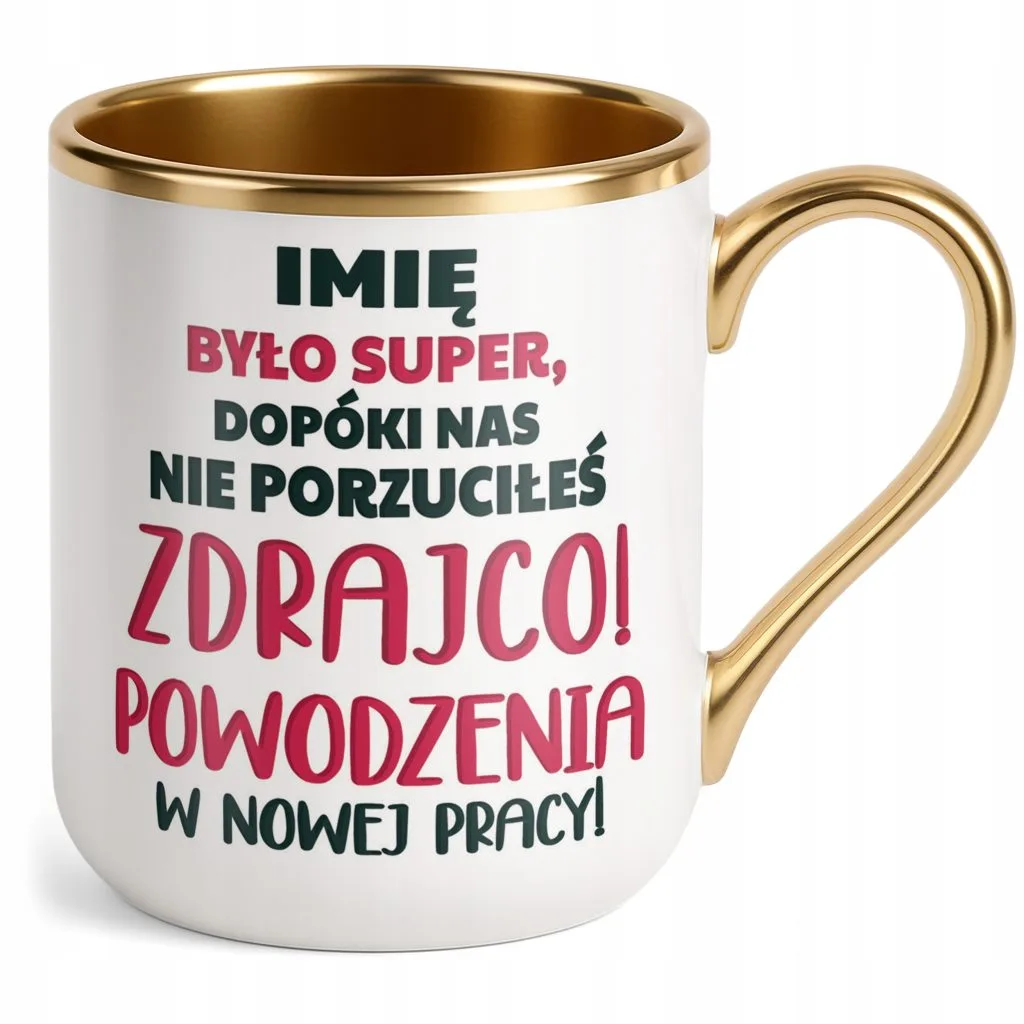 Kubek Premium Złoty Personalizowany Pożeganie Odejście z Pracy Dla Kolegi