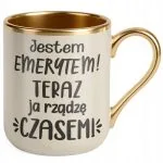 Kubek Premium Złoty Ecru Z okazji Emerytury Dla Emeryta Emerytki Prezent