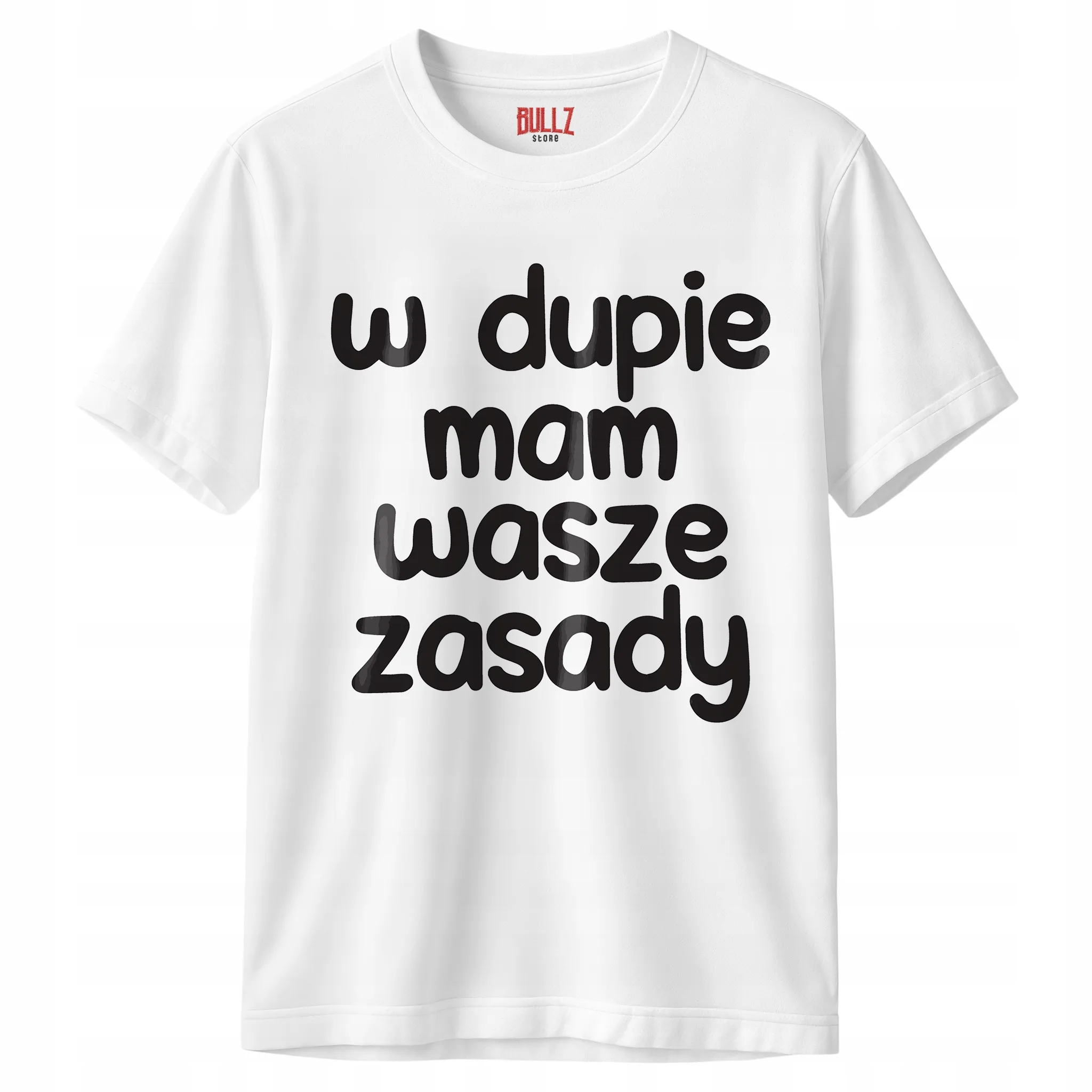 Koszulka biała męska W D*pie Mam Wasze Zasady Zabawny Prezent