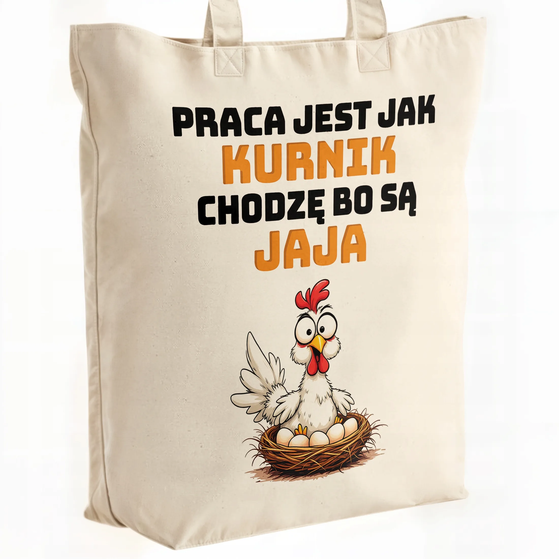 Torba bawełniana premium Praca Jest Jak Kurnik Zabawny Prezent