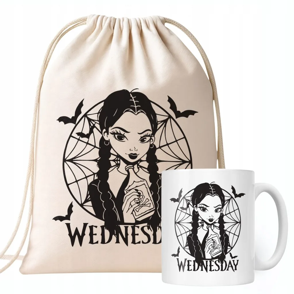 Zestaw Kubek + Plecak Nevermore Wednesday Addams Dla Fanów Prezent