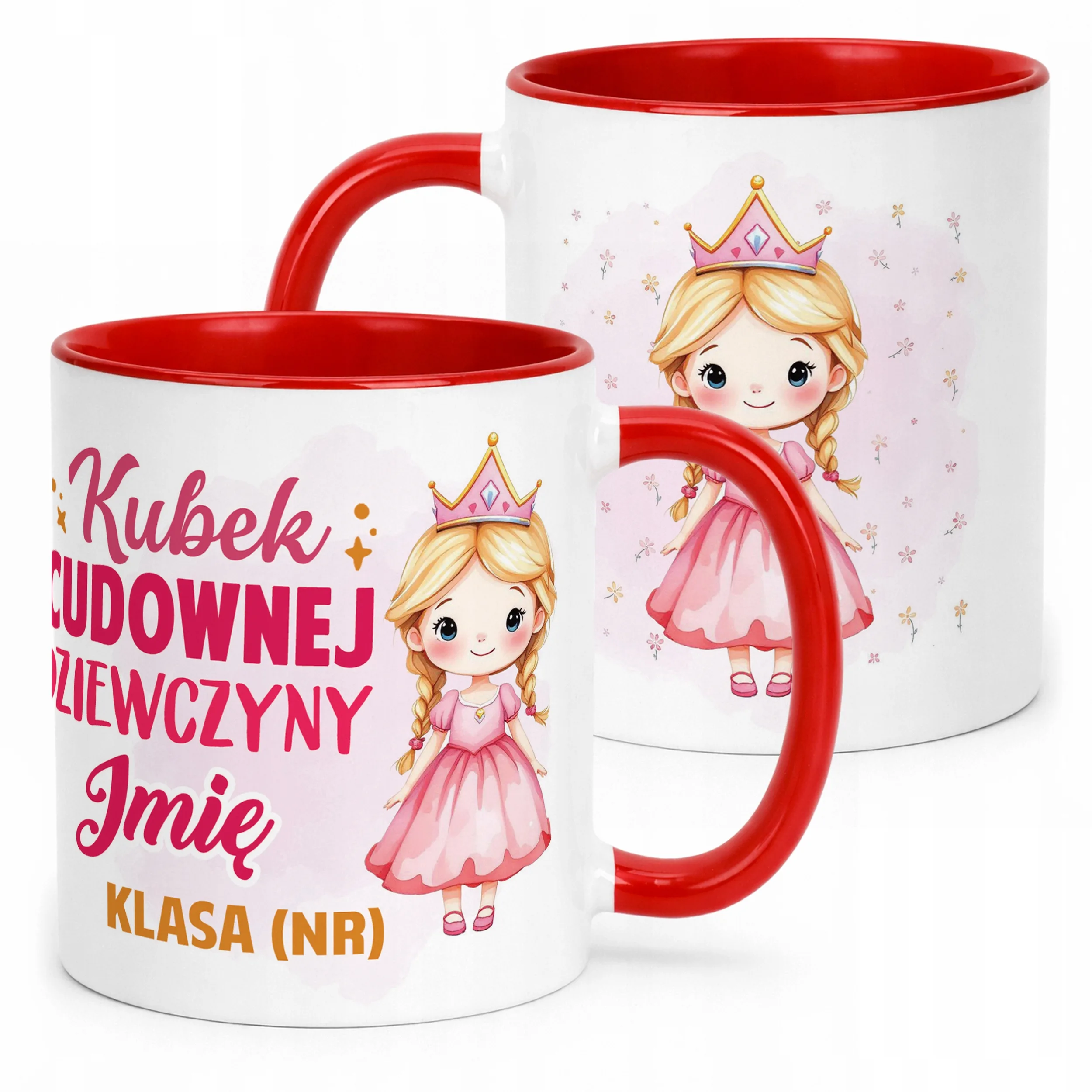Kubek Czerwony Z Imieniem Klasa Dzień Kobiet Dla Dziewczynki Prezent