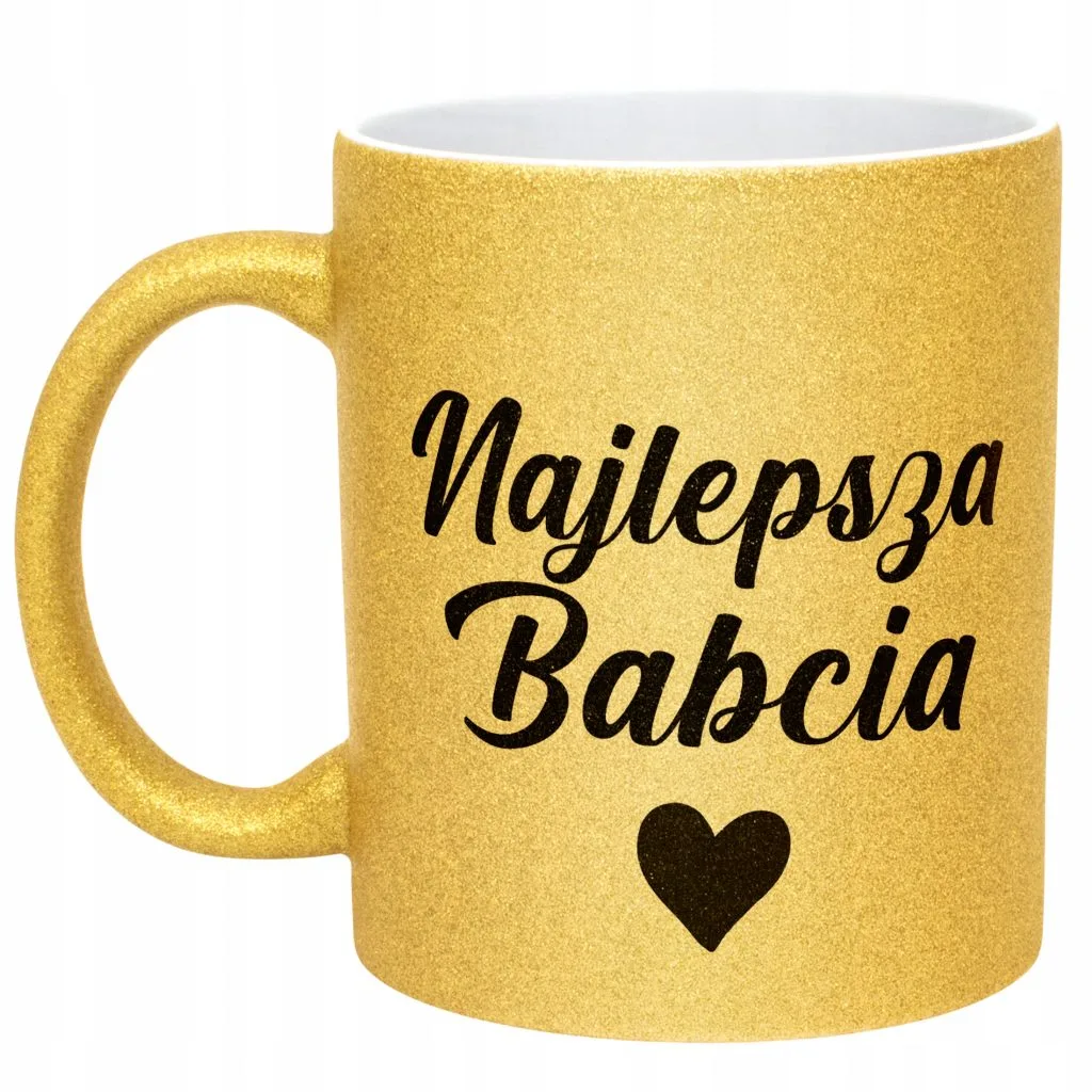 Złoty kubek brokatowy Dzień Babci Dla Babci Prezent Upominek
