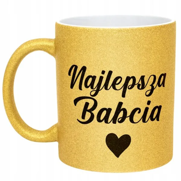 Złoty kubek brokatowy Dzień Babci Dla Babci Prezent Upominek