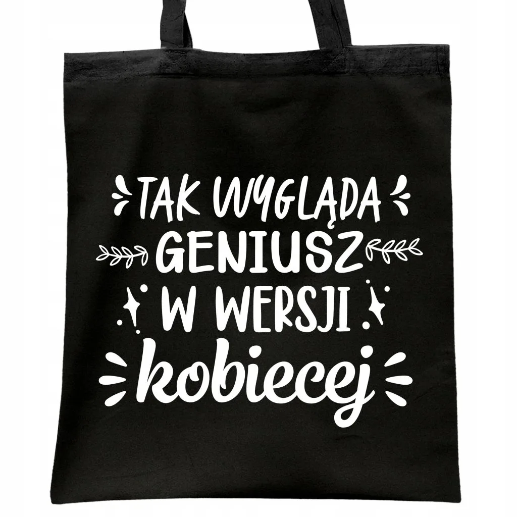 Torba bawełniana czarna na zakupy Dzień Kobiet Dla Kobiety Prezent