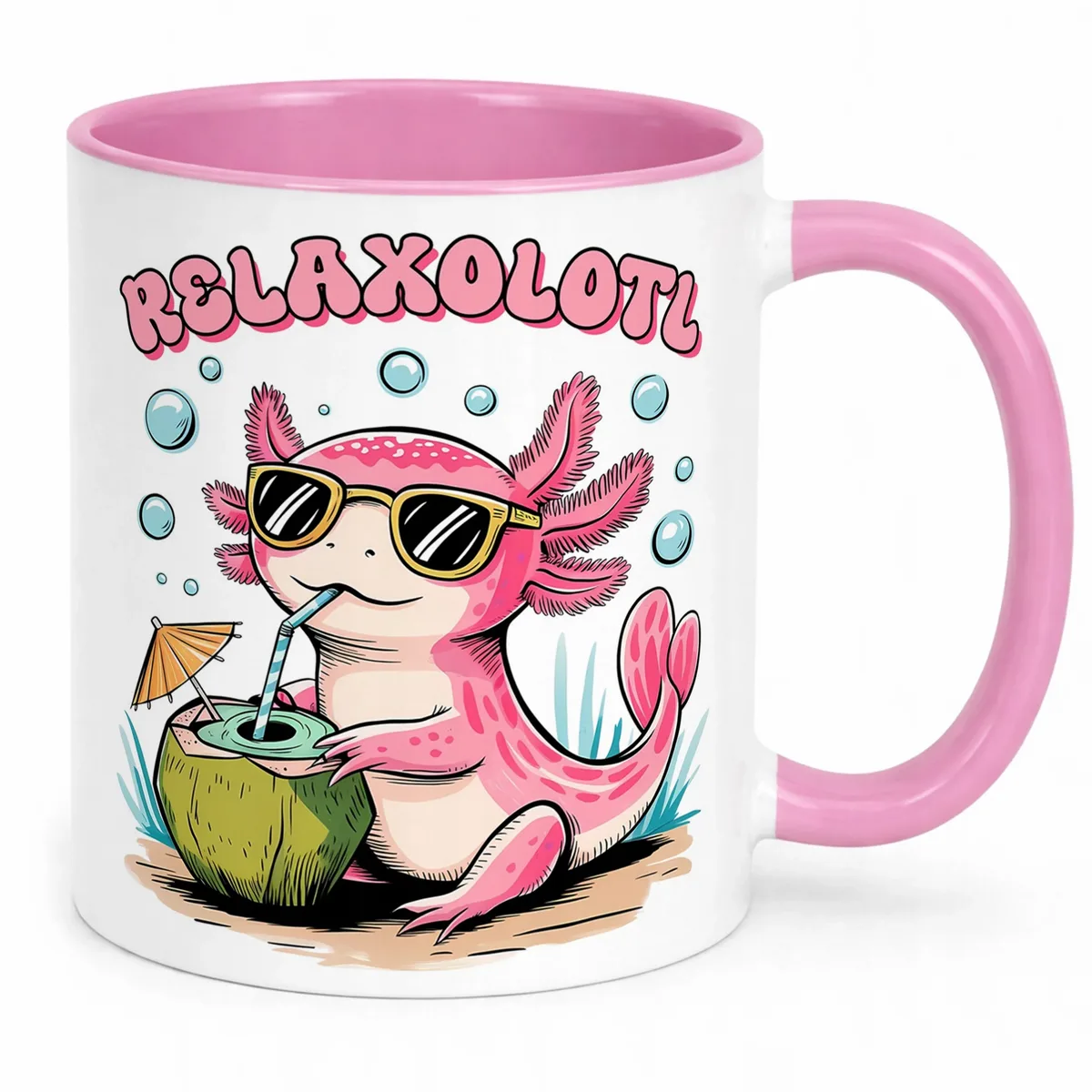 Różowy kubek z motywem z gry Aksolotl Axolotl Mine craft Różowy Zwierzak
