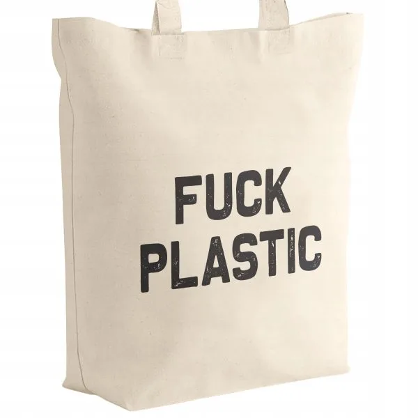 Torba bawełniana z dnem na zakupy EKO Ekologia Środowisko FUCK PLASTIC