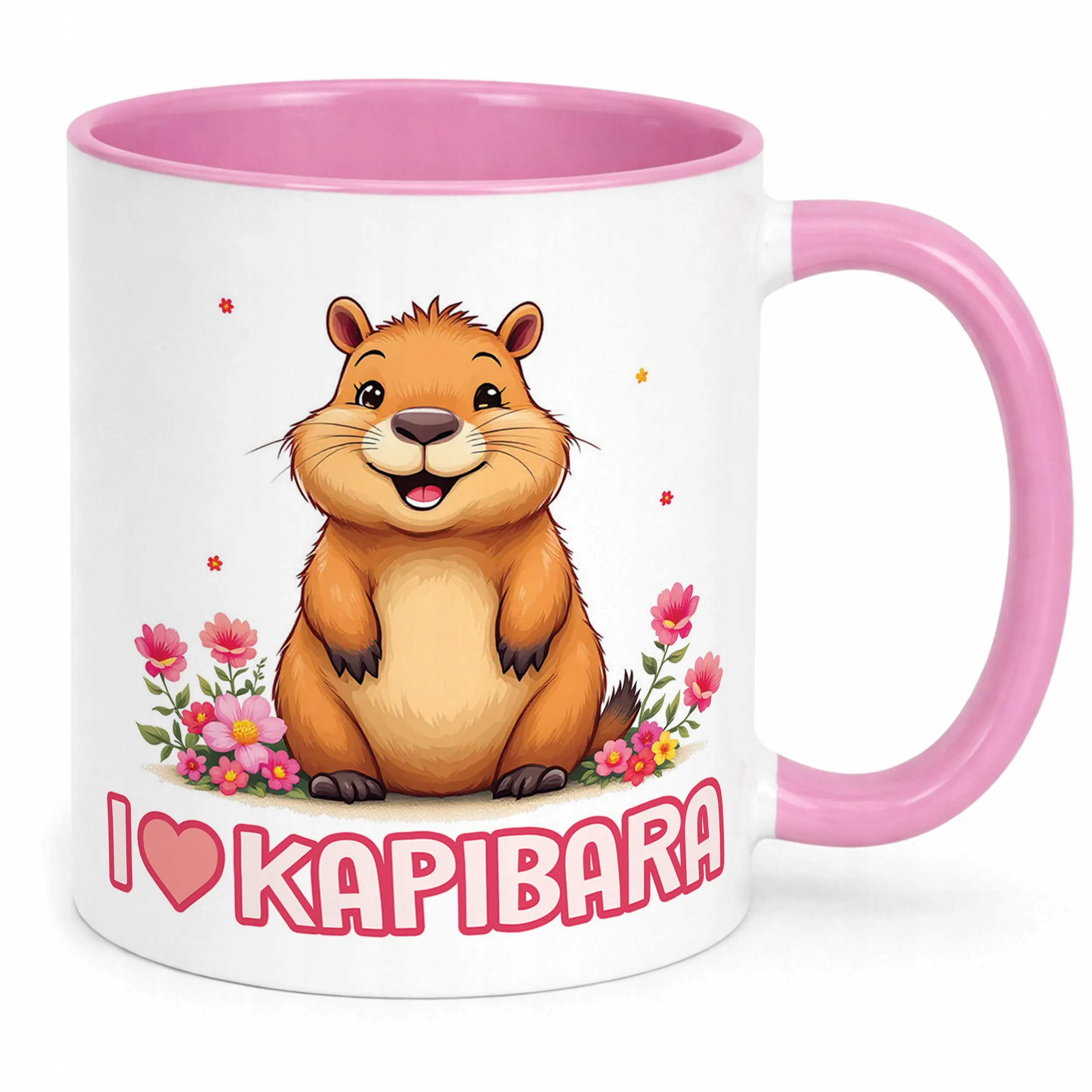 Kubek Różowy Kapibara Capybara Zwierzak Słodki Dla Dzieci Prezent