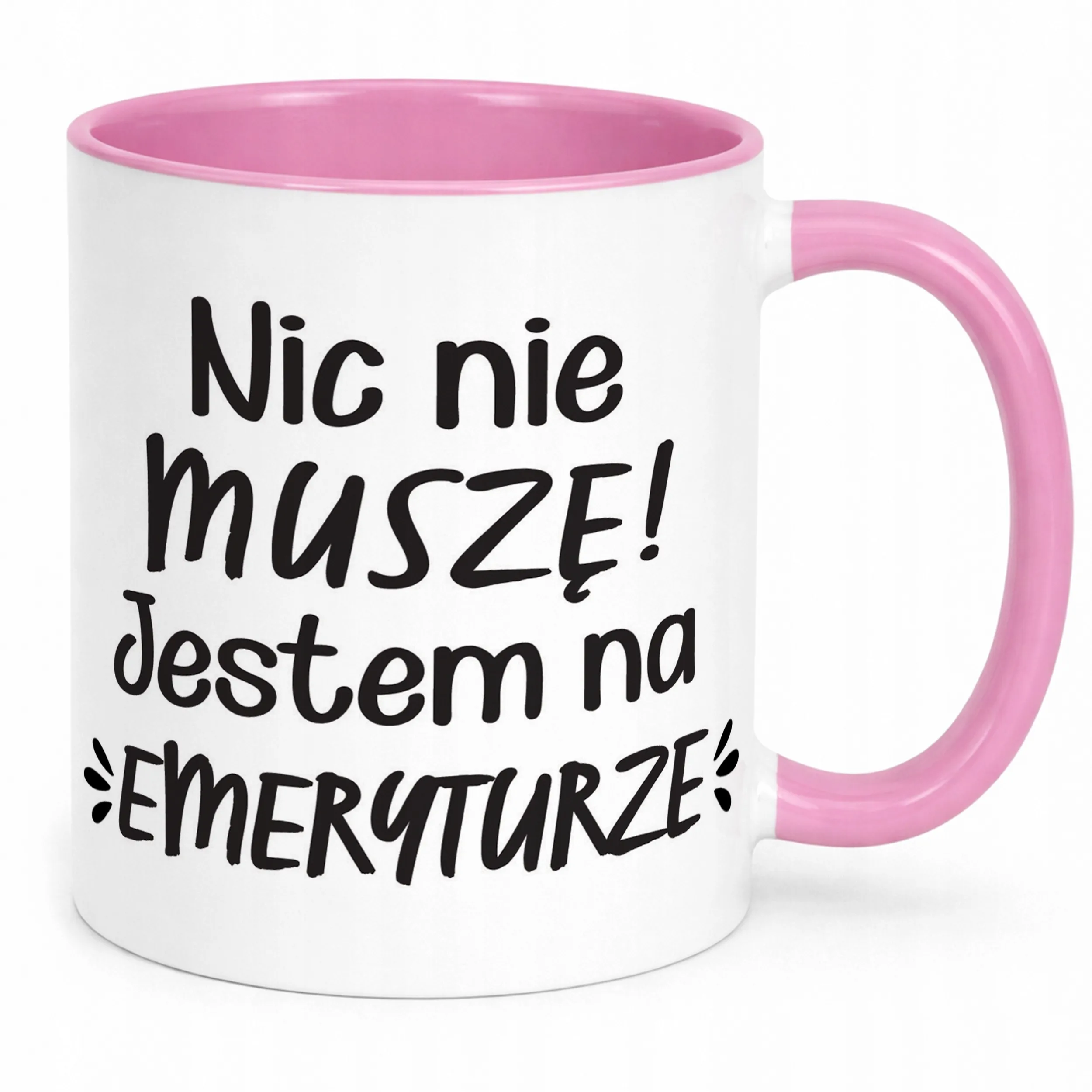 Kubek Różowy z okazji Emerytury Dla Emeryta Emerytki Prezent Upominek